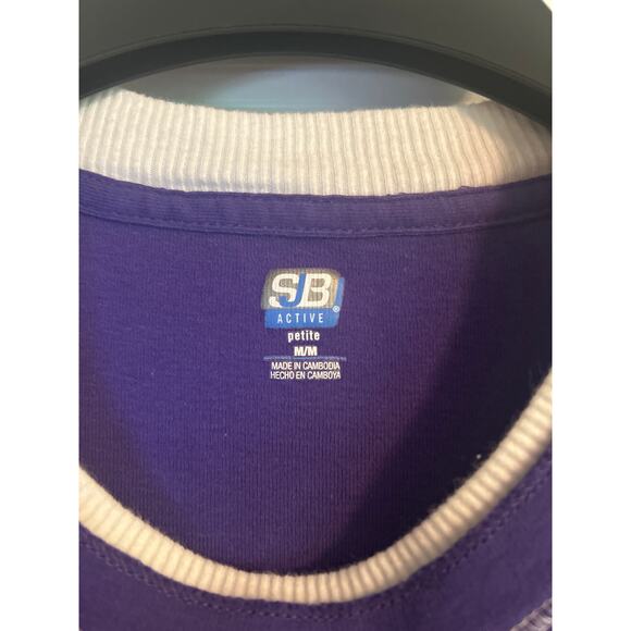 Vintage 1980's SJB Active Women's Purple/White Layered Look Top Size M Petite - Picture 3 of 6